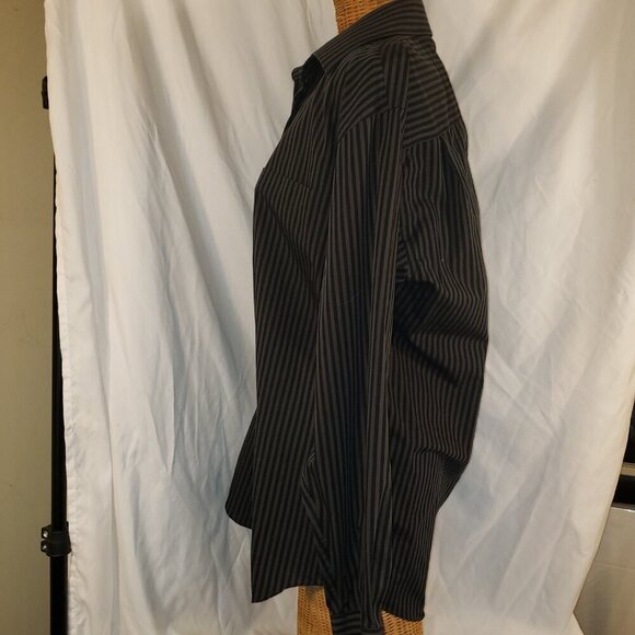 Men's Claiborne Black Striped Button Up Shirt Size L - Picture 3 of 6